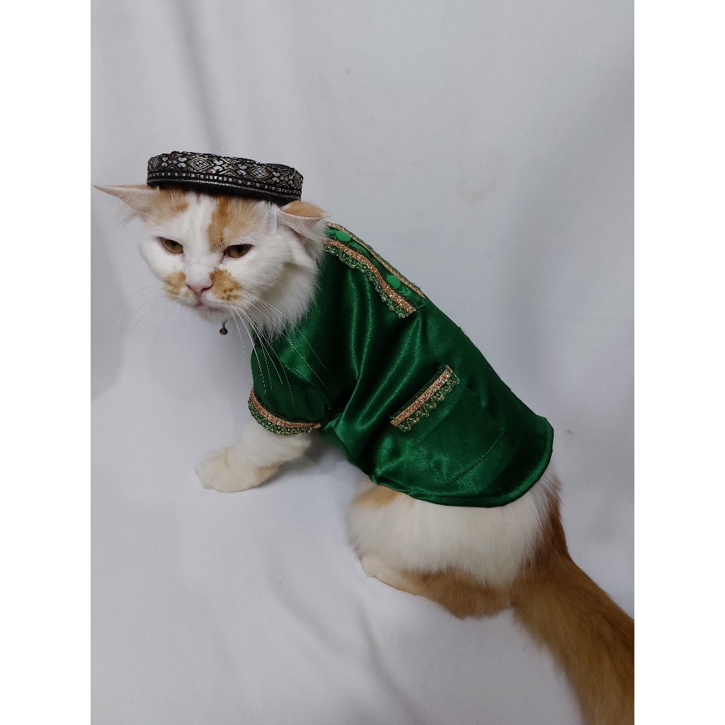 Migo Design 105 Couple Baju Dress Gamis Kemeja Koko Hijau Botol Kucing Anjing Lebaran Ramadan /