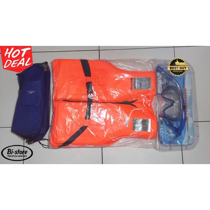 Ready Paket Mask Snorkeling yajie + Life Jaket + Fin Speedo Mantap