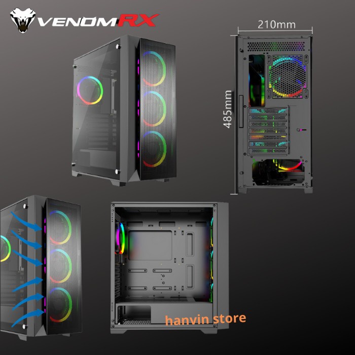 [Expert] CASING GAMING VENOMRX DROGON + 4 Fan RGB