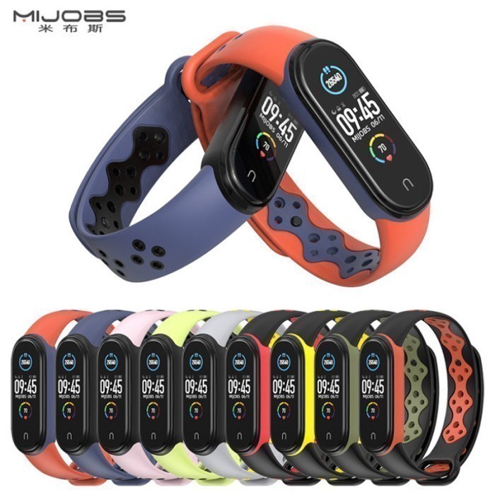 (Expert) MIJOBS SPORTS DUAL TONE Strap XIAOMI MI BAND 5 Silicone Tali Silikon