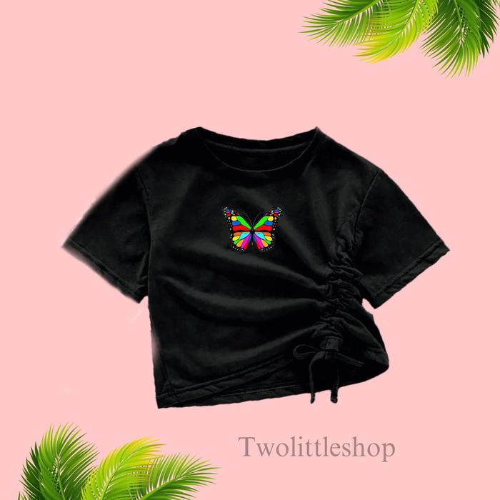 Lucika- KAOS CROP TALI ANAK KUPU-KUPU