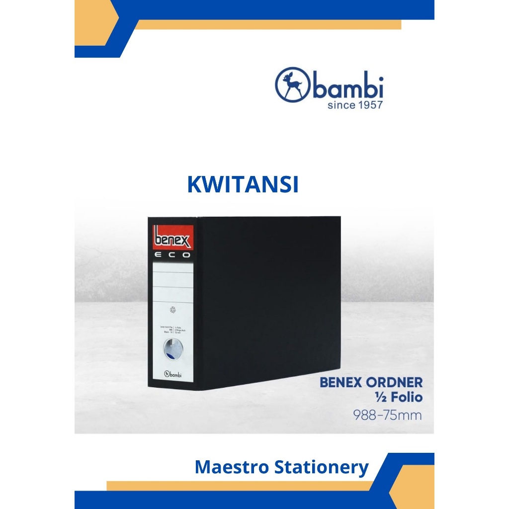 

Ordner Benex Eco Ukuran Kwitansi Bambi 928 / Bantek / Bantex / Odner File