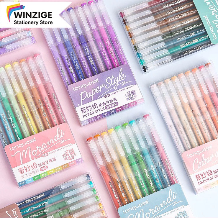 

Winzige Set 9pcs Pulpen Lucu 0.5mm pena pulpen aesthetic pulpen warna warni morandi pastel retro