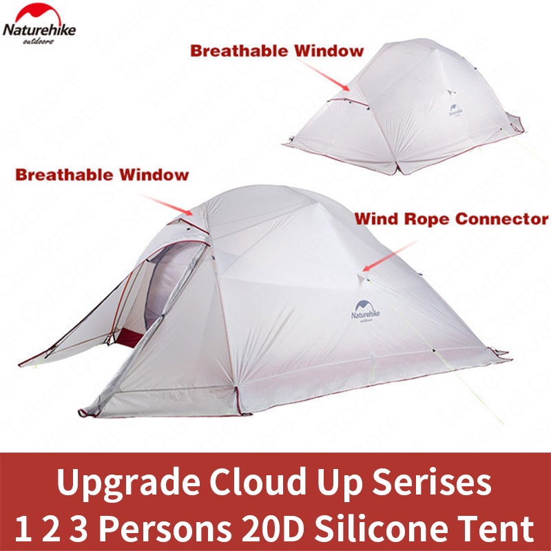 Naturehike Cloud Up 1 2 3 Person Tent Outdoor Ultralight Portable Camp Tents with Mat Camping 20D