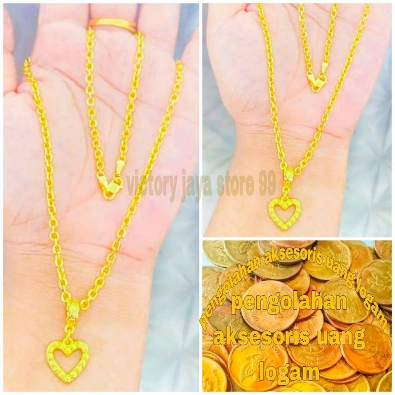 Kalung Nuri liontin love terbaru Koin 1991-1992 ANTI LUNTUR DAN ANTI KARAT original Dw05