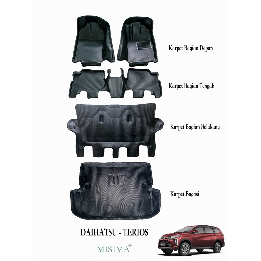 Karpet Mobil Daihatsu Terios / Car mats 5D Daihatsu Terios 2015 - 2024 Motif Carbon