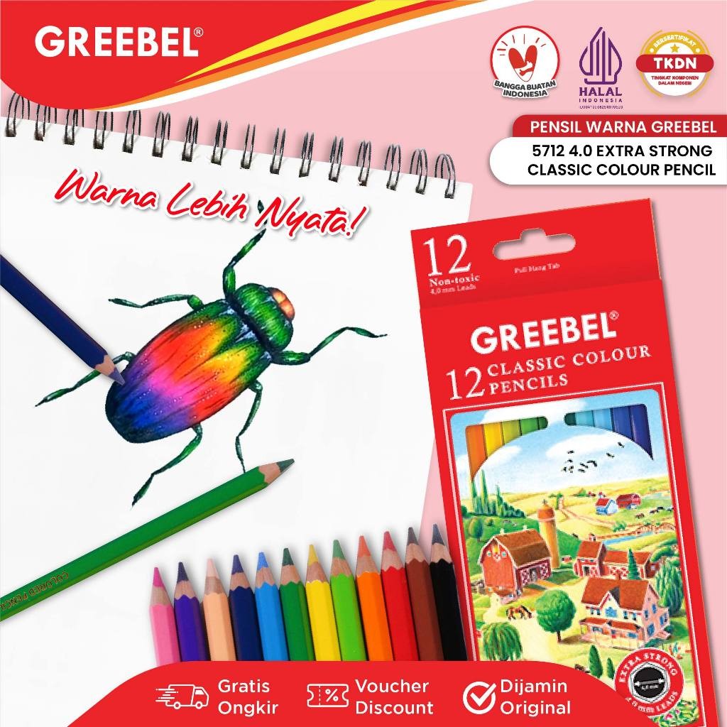 

GREEBEL Pensil Warna 12 Warna / Exta Strong 12 Warna (5712)