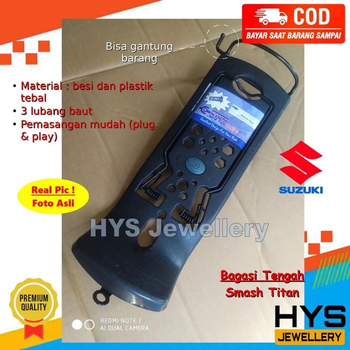 TERBARU HYS BAGASI TENGAH SMASH TITAN - PENJEPIT DAN GANTUNG BARANG VARIASI AKSESORIS MOTOR SUZUKI
