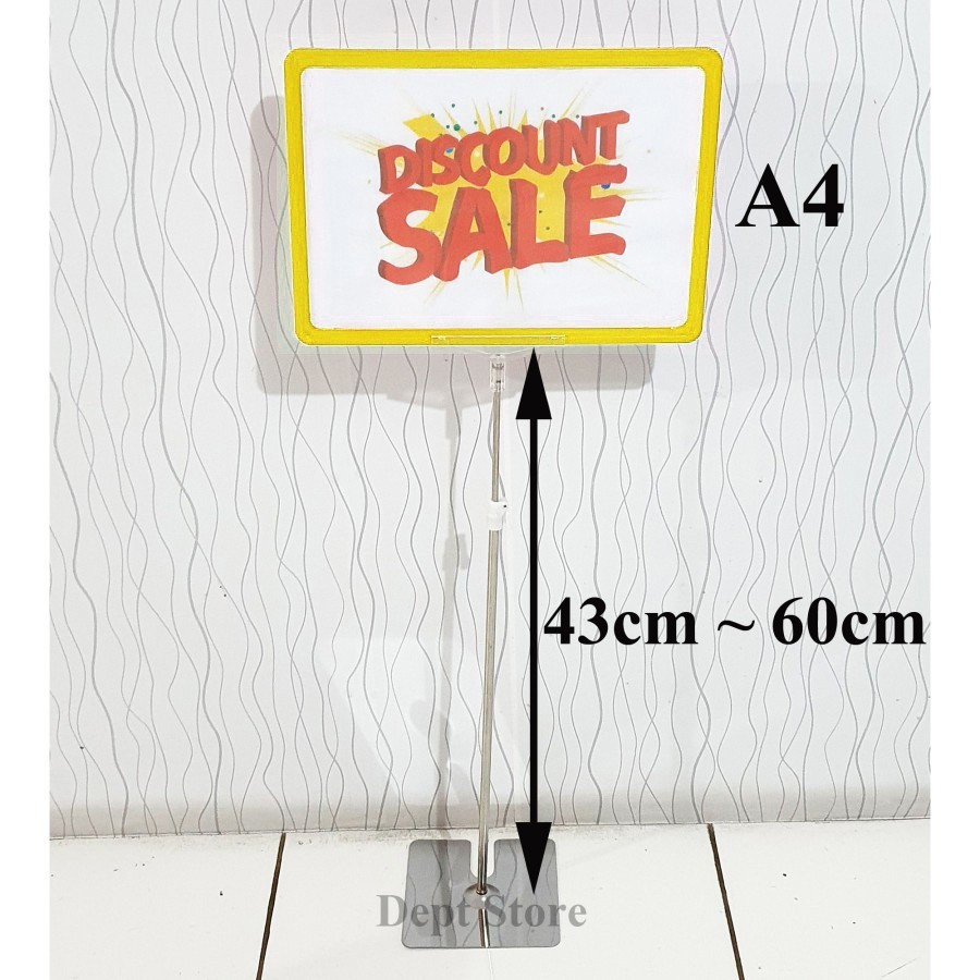 

Display Frame A4 Label Promo Standing POP Besi Sier