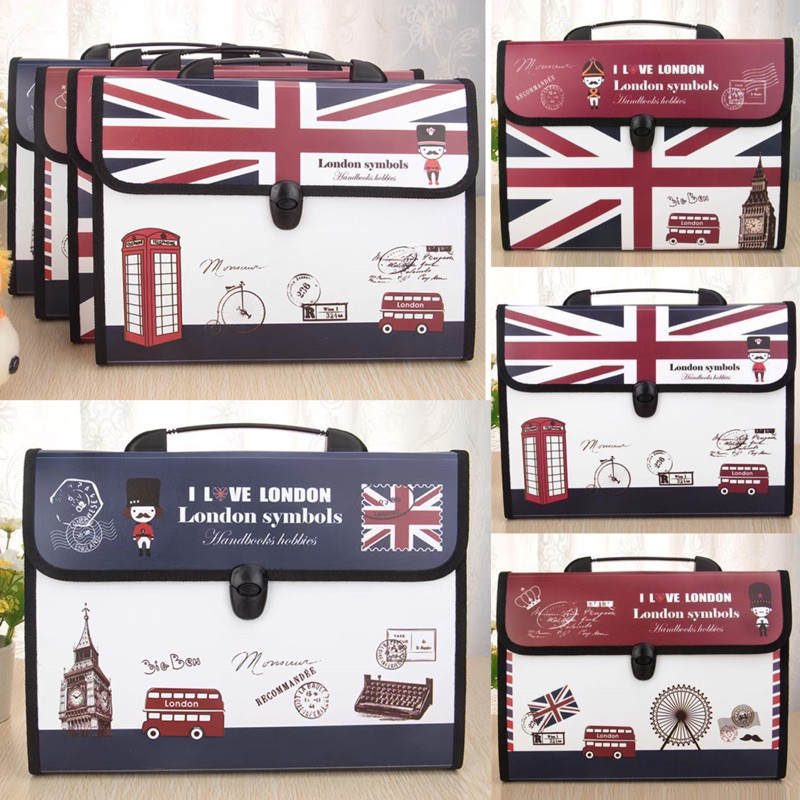 

document folder organizer bag tas dokumen map A4 expanding slot file folder tema london