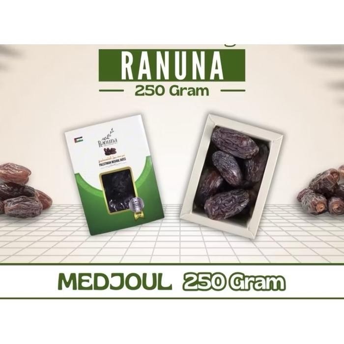 

BisaInstan- Kurma Medjoul Raruna Palestine Kurma Jumbo Kemasan Dus 250gr Organik Premium Makanan