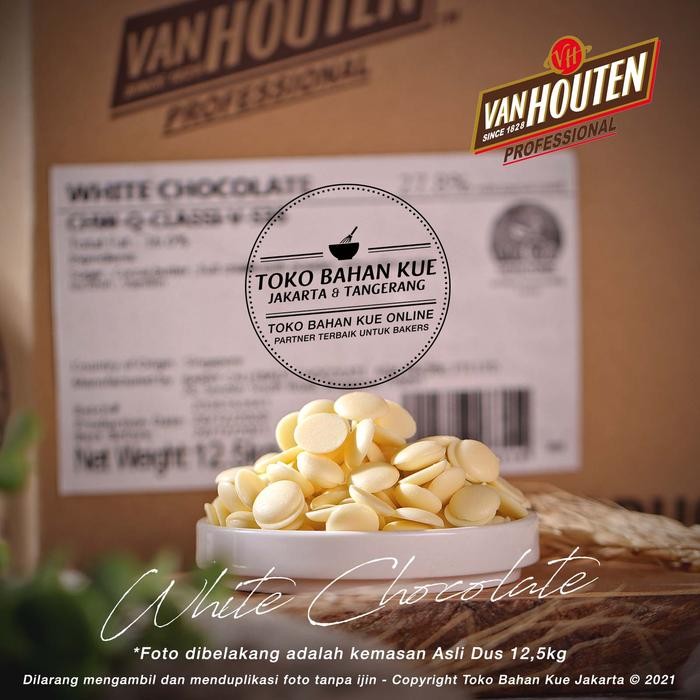 

BisaInstan- Van Houten - White Chocolate 27,8% Couverture Coin 1kg Coklat Putih