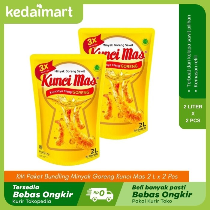 

BisaInstan- KM Paket Bundling Minyak Goreng Kunci Mas 2 L x 2 Pcs
