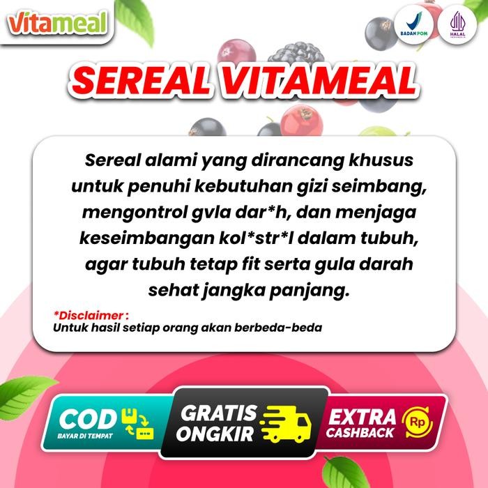 

VITAMEAL - SEREAL OAT SEHAT MULTIGRAIN MEMBANTU GULDAR KOLESTROL DAN DIABETE GRANOLA OATMEAL CEREAL