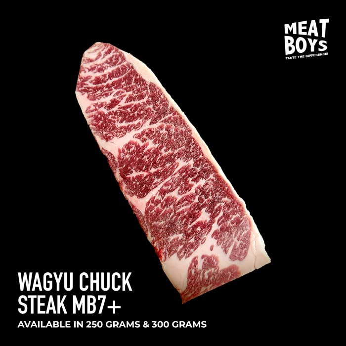 

Kirim,HariYgSama- CHUCK WAGYU STEAK MB7+ [250 GRAMS]