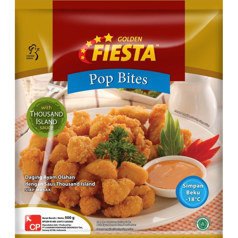 

Kirim,HariYgSama- CHICKEN POP BITES GOLDEN FIESTA 500GR WITH SAUS THOUSAND ISLAND HALAL