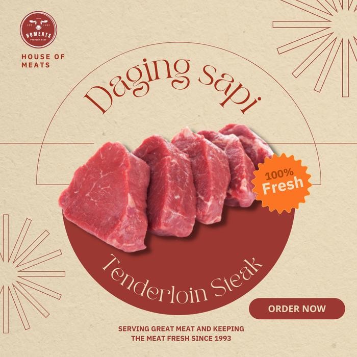 

Kirim,HariYgSama- Daging Sapi Lokal Segar Has Dalam Tenderloin Steak Cut 1000 Gram