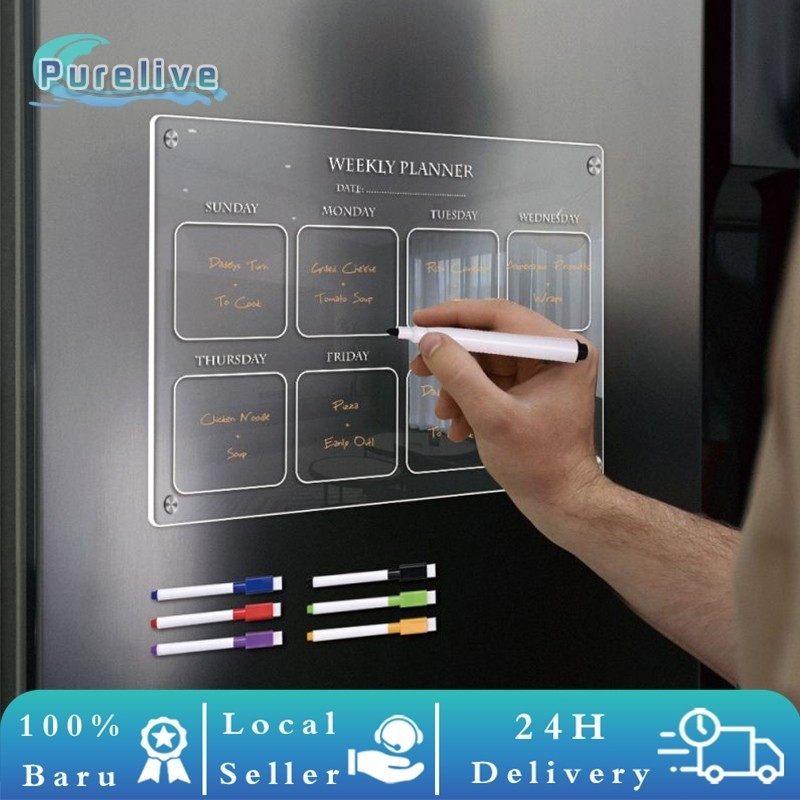 

A3/A4 Weekly Planner Magnet Kulkas Akrilik Custom Dinding Schedule Board untuk dinding kantor