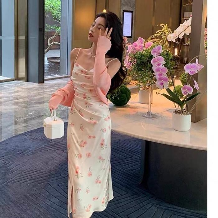 452 ELEGANT WHITE LONG SEXY SUMMER DRESS BIG SIZE PANJANG WANITA PUTIH DRESS PANTAI BUNGA TROPICAL