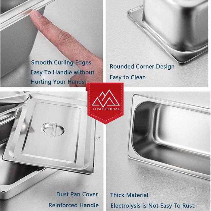 

Food Pan Gastronom Stainless Steel dah Makanan Prasmanan dengan Tutup Toples Kontainer Penyimpanan