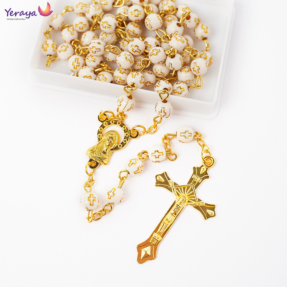 Rosario Classic Salib 6mm-Rosario Impor Souvenir Rosario Salib Katolik K Jerusalem