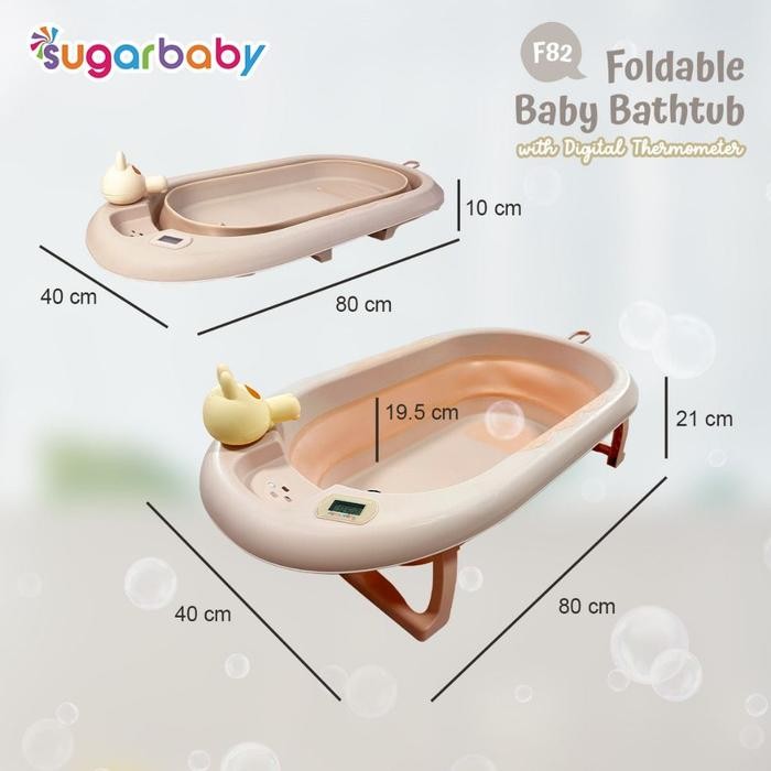 Auraby- Sugar Baby Foldable Baby Bathtub With Digital Thermometer F82 / Sugar Baby Bathtub /