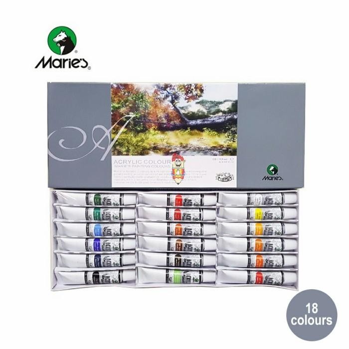 

ready stok maries cat akrilik colour set type 818 12ml 18 warna original