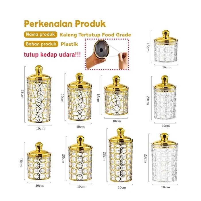 Toples 3pcs Mewah Toples Gold Toples Aklirik Kedap Udara Gold Emas / Toples List Gold Mewah Toples