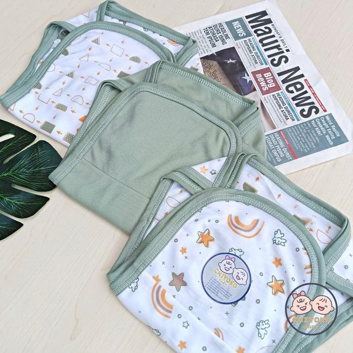 Amorie- 6 Pcs / 12 Pcs Popok Tali Bayi Baru Lahir Double Kain Serian Hijau Chiyoko Baby