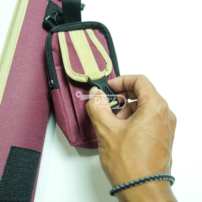 Tas Joran Pancing Pedang Maroon Hardcase Fiber Model Pedang Slempang Ukuran 60 80 100 120 Cm