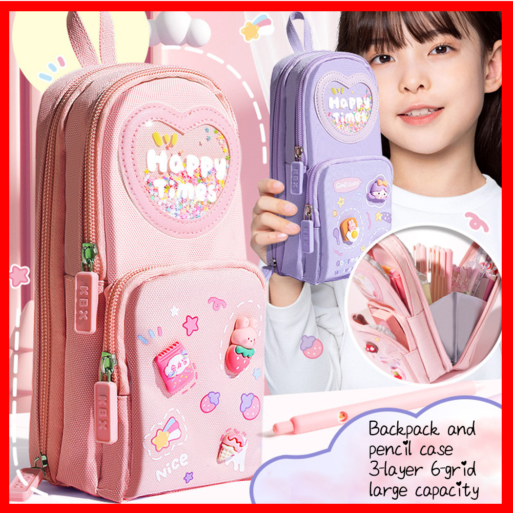 

Kotak Pensil Anak Sekolah 6 Ruang / Kapasitas Besar Pencil Case / 3D Anak Perempuan Lucu Besar