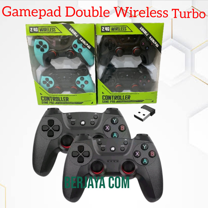 Gamepad Double Wireless Turbo - Joystick Pc Controller Gaming Komputer Wireless Turbo 2.4ghz *