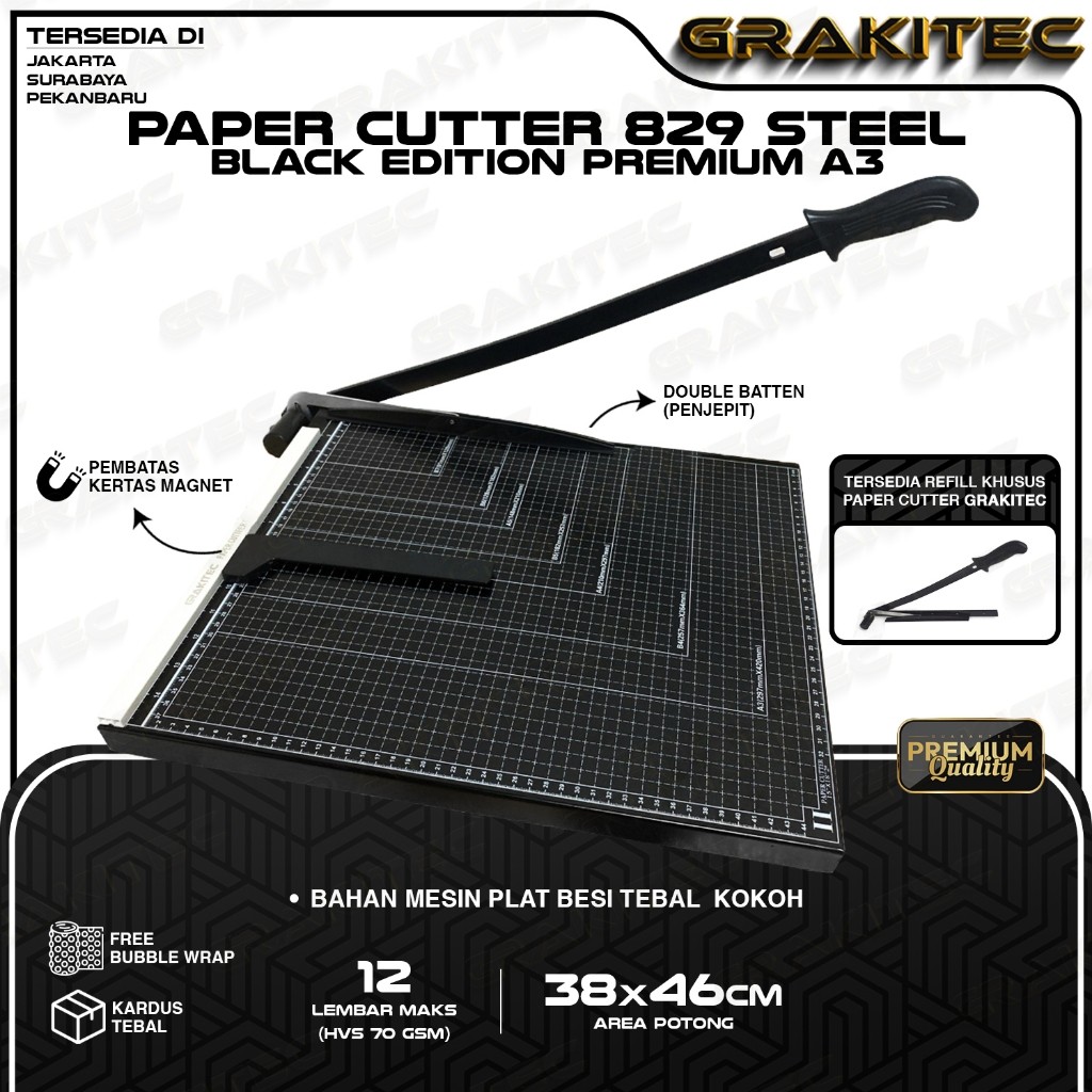 

Paper Cutter A3 Alat Potong Kertas HVS, Sticker, Dos, PVC ID Card, Yellow Board, Art Paper, Camel,