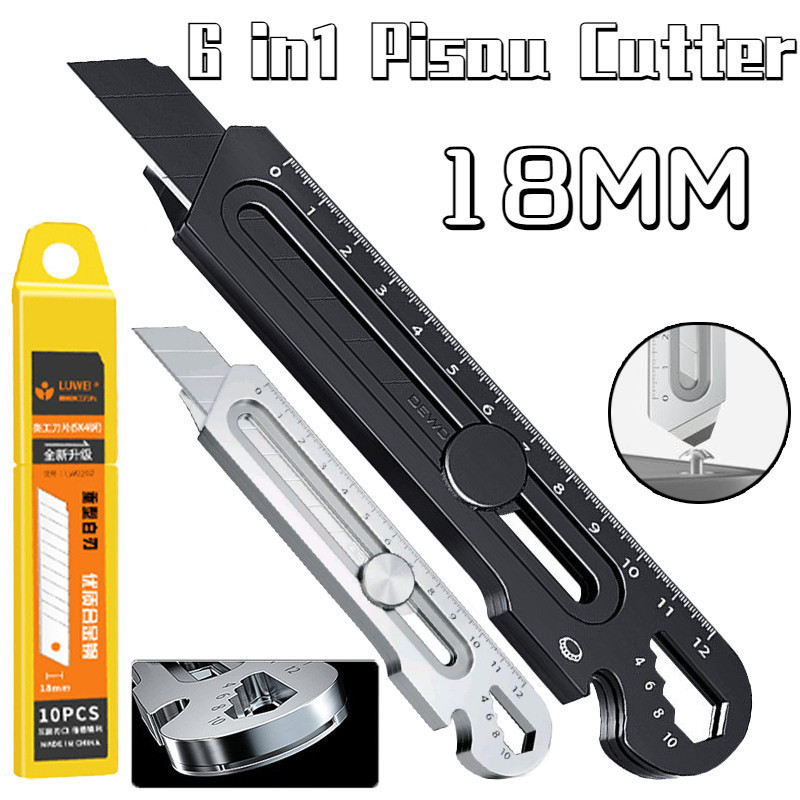 

Cutter Pisau/6 in1 Pisau Cutter/Multifungsi Cutter/18mm Cutter Besi Stainless Besar/10pc Pisau Set