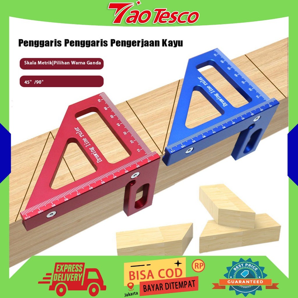 

ORI,COD)Busur Derajat Persegi Alat Ukur Penggaris Sudut Paduan Aluminium Presisi Tinggi Dua Warna