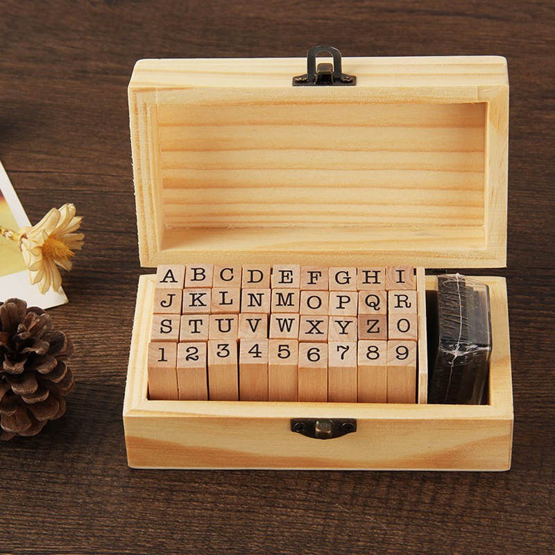 

A-TO-Z BASIC ALPHABET & NUMBER WOODEN RUBBER STAMP SET