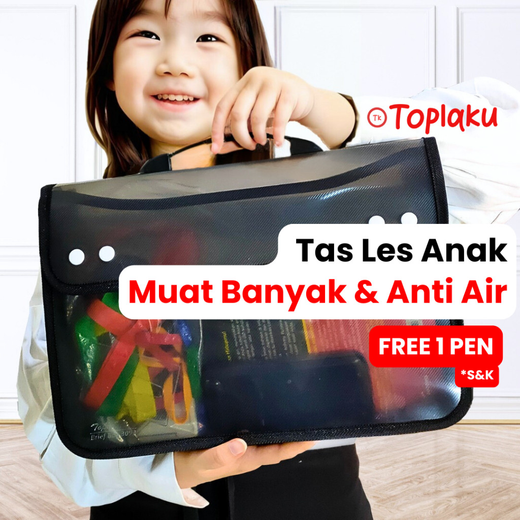 

Tas Les Map Dokumen BESAR Anti Air plastik zipper Kancing File F4 A4 Sekolah Buku Document Bag 3090