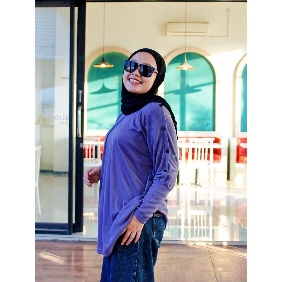 Syamira- BIG TUNIK RIB KNIT BATWING JUMBO XXL BB 95 kg TUNIK LENGAN KANCING Lembut Panjang Tebal