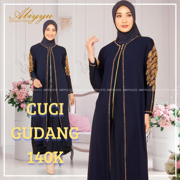 Busanae- Abiyyuco TA9022 Gamis Abaya Turkey Terbaru 2023, Turki Hitam dan Warna Mewah, Turkiy Full
