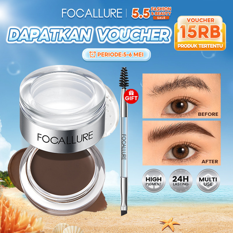 Focallure 2-In-1 Eyebrow Cream & Setting Gel 3D Pro-Shape Murah