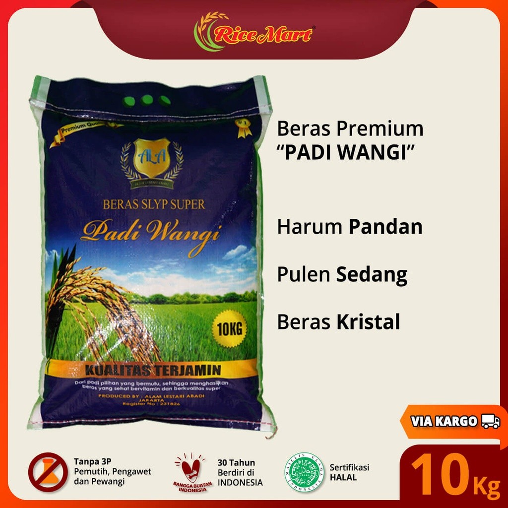 

Beras PADI WANGI 10 kg [KARGO] - Beras Premium - Harum Pandan - Pulen - Beras Kristal - Produk Indonesia
