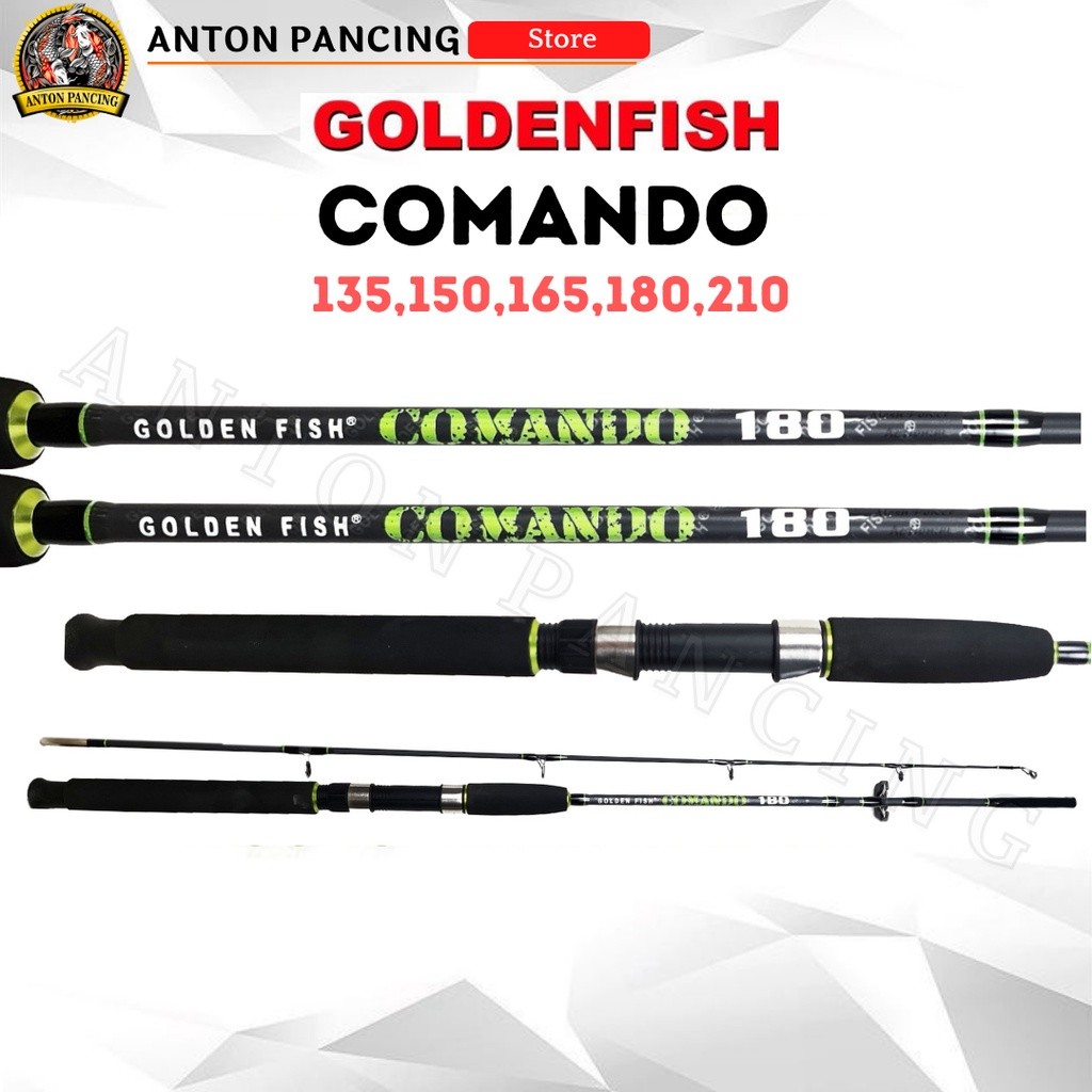 Joran Pancing Golden Fish Comando 135 150 165 180 210 240 CM Action Medium 8-15lb Fiber Solid Lentur