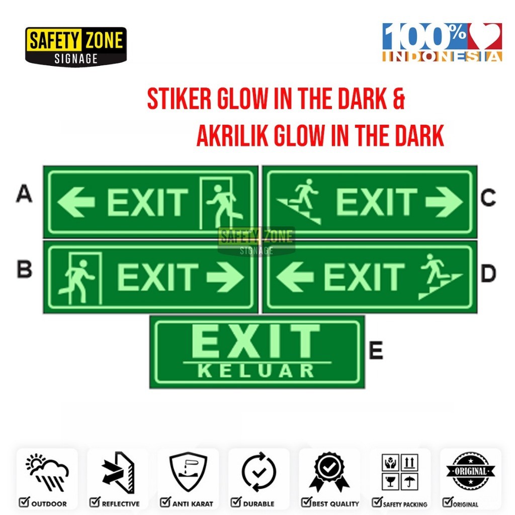

UM1 Sn AKRILIK glow in the dark Exit (Tanda Keluar)