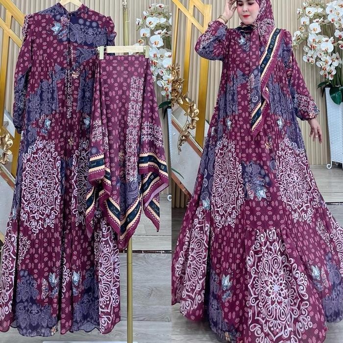 Mosya- Gamis Dijah Premium Print kode 033 Gamis Wanita Muslimah Printing Premium