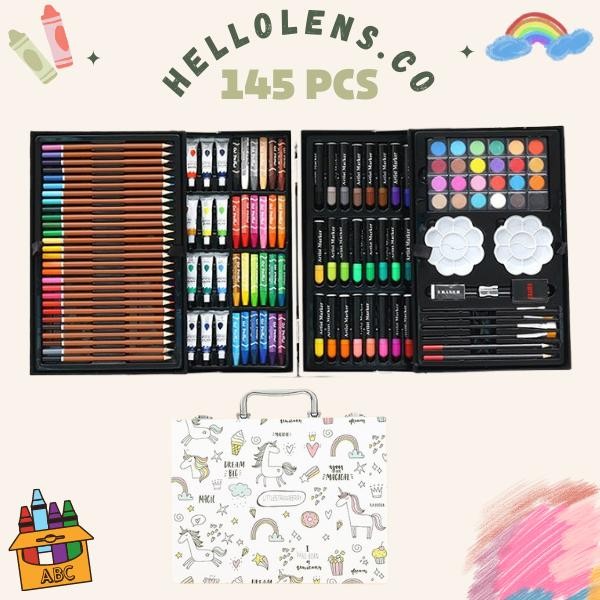 

Crayon Set 145 Pcs Koper Besi / Alat Gambar / Water Colour / Kid Draw