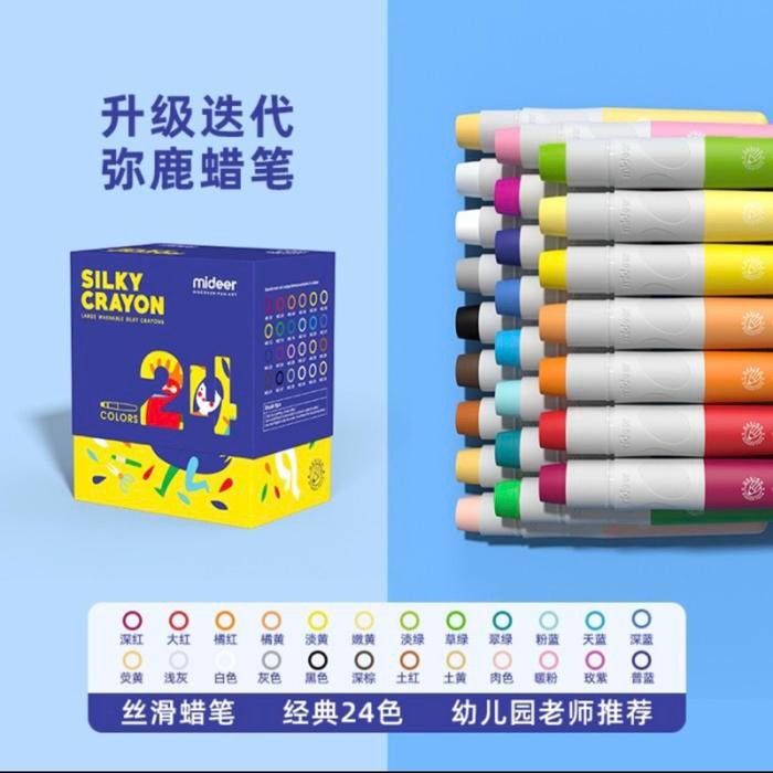 

Mideer Silky Crayon Washable (isi 24 colours)