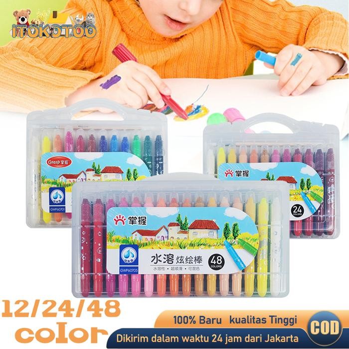 

TERBARU! Crayon Graps 48 Warna Mata Sedang Water Soluble Crayon Krayon Lembut