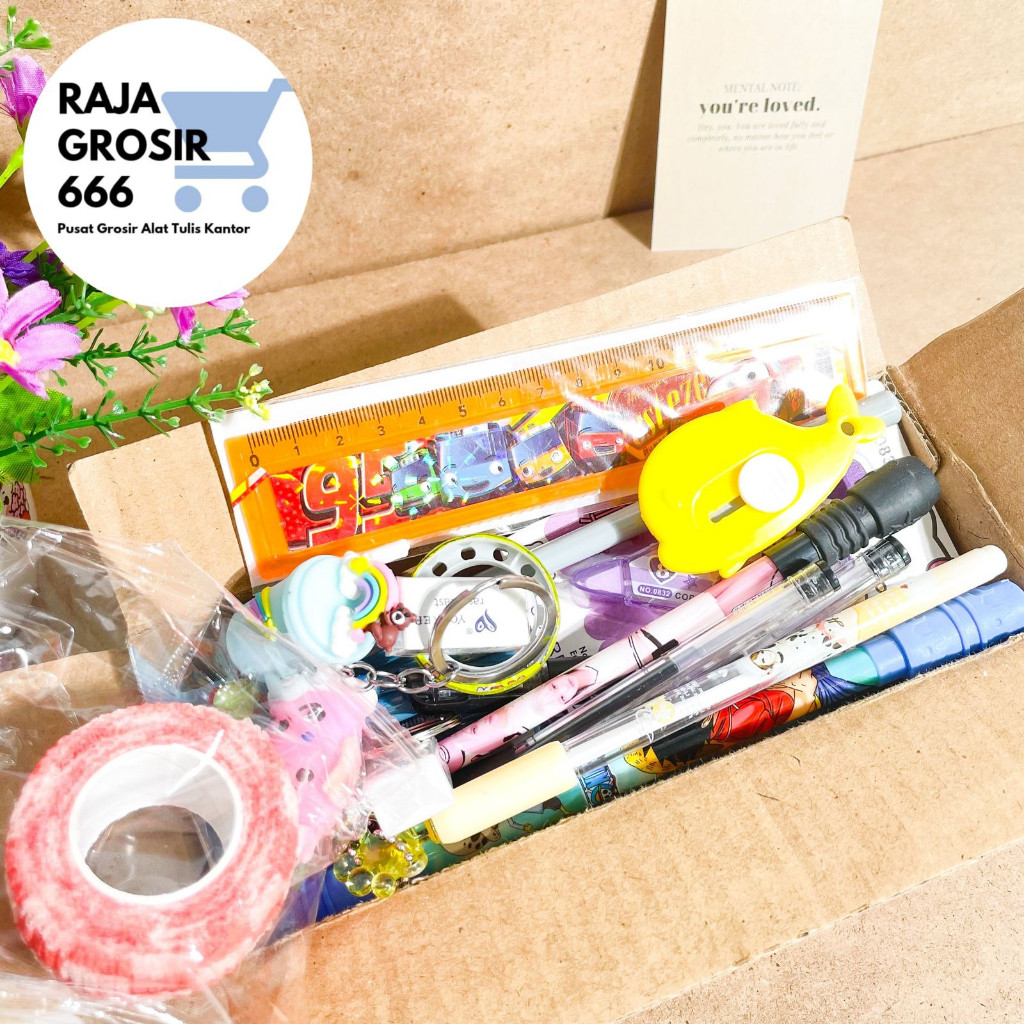 

BOX PAKET ISI ALAT TULIS UKURAN 20X8X8 CM