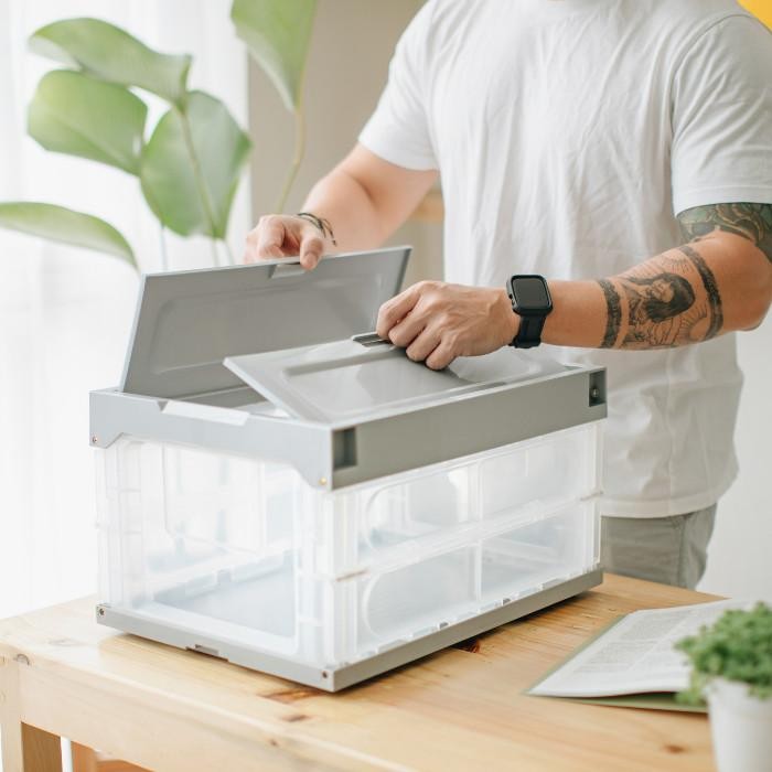 Box Lipat Storage Transparan Folding Foldable Container Premium