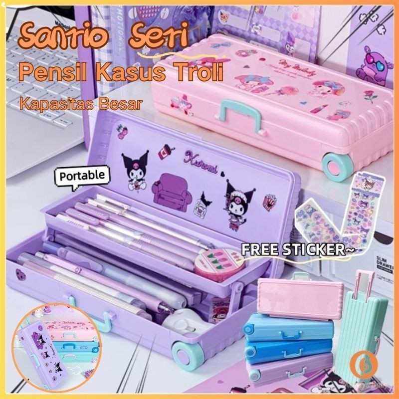 

Penjual LokalSanrio Seri Anime Kartun Pensil Kasus Troli Kotak Alat Tulis Large Capacity Kotak